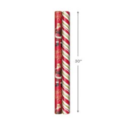 Hallmark Santa And Stripes 2-Pack Christmas Wrapping Paper Assortment, 160 Sq. Ft. -Cozy Home Accents Deals Store Santa and Stripes Assorted Christmas Wrapping Paper 5JXW1055 04