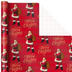 Hallmark Santa And Stripes 2-Pack Christmas Wrapping Paper Assortment, 160 Sq. Ft. -Cozy Home Accents Deals Store Santa and Stripes Assorted Christmas Wrapping Paper 5JXW1055 05