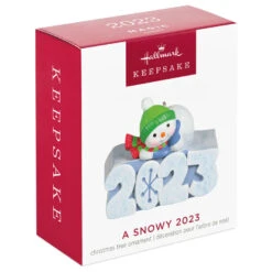 Hallmark Mini A Snowy 2023 Ornament With Light, 1.25" -Cozy Home Accents Deals Store Snowman 2023 Keepsake Ornament 1299QXM9209 04