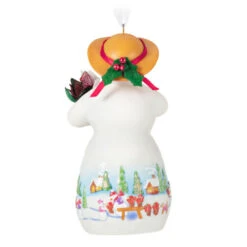 Hallmark Snowtop Lodge Terran S. Gardner Porcelain Ornament -Cozy Home Accents Deals Store Snowman with Flower Pot Keepsake Ornament 2299QXR8119 06