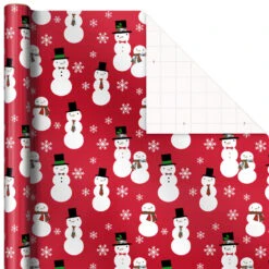Hallmark Snow Merry 3-Pack Foil Christmas Wrapping Paper Assortment, 60 Sq. Ft. -Cozy Home Accents Deals Store Snowmen and Plaid Foil Christmas Wrapping Paper 5JXW1061 06