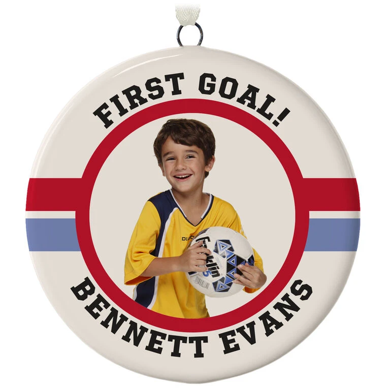 Soccer Ceramic Circle Personalized Photo Ornament 1 Soccer Ceramic Circle Personalized Photo Ornament