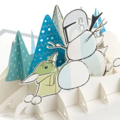 Hallmark Star Wars: The Mandalorian™ Grogu™ Warm Wishes 3D Pop-Up Holiday Card -Cozy Home Accents Deals Store Star Wars The Mandalorian Grogu 3D PopUp Holiday Card 1499XXH9985 04