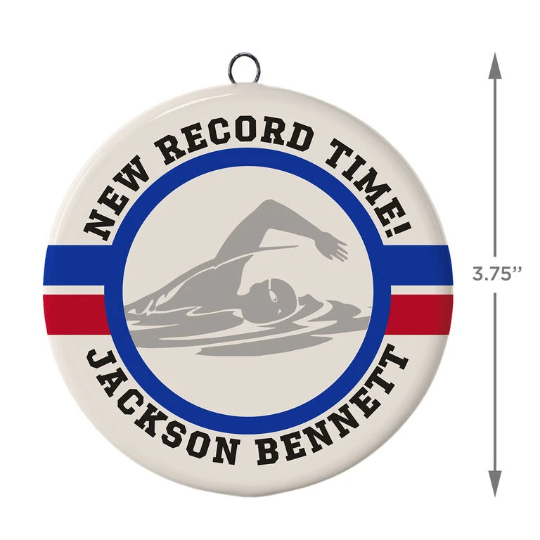 Swimming Ceramic Circle Personalized Ornament 3 Swimming Ceramic Circle Personalized Ornament - Image 3