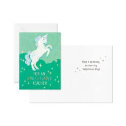 Hallmark Colorful Unicorn Classroom Valentines Set With Light-Up, Musical Mailbox -Cozy Home Accents Deals Store Unicorn Kids Classroom Exchange Valentines and Box 5VBX2959 03