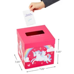 Hallmark Colorful Unicorn Classroom Valentines Set With Light-Up, Musical Mailbox -Cozy Home Accents Deals Store Unicorn Kids Classroom Exchange Valentines and Box 5VBX2959 04