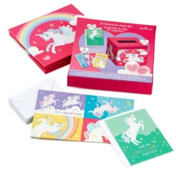 Hallmark Colorful Unicorn Classroom Valentines Set With Light-Up, Musical Mailbox -Cozy Home Accents Deals Store Unicorn Kids Classroom Exchange Valentines and Box 5VBX2959 05