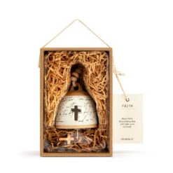 Demdaco Faith Inspired Bell -Cozy Home Accents Deals Store WhiteGold Ceramic Bell Decoration With Cross 1005000537 02