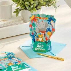 Hallmark Wild Animal Party Boxed Pop-Up Birthday Cards, Pack Of 8 -Cozy Home Accents Deals Store Wild Animal Party PopUp Boxed Birthday Cards 5STZ1174 07
