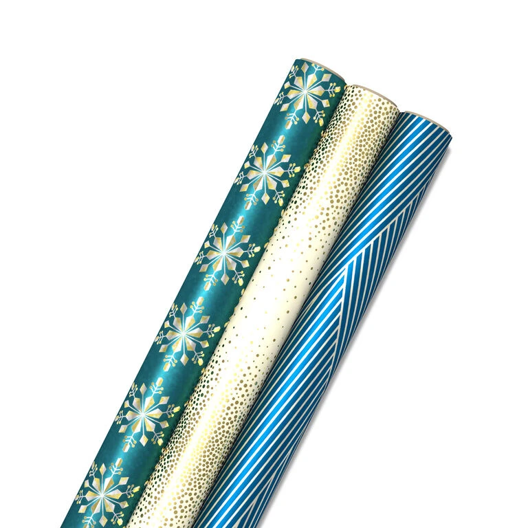 Hallmark Winter Glow 3-Pack Christmas Wrapping Paper Assortment, 80 Sq. Ft. 1 Hallmark Winter Glow 3-Pack Christmas Wrapping Paper Assortment, 80 Sq. Ft.