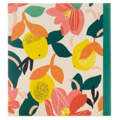 Hallmark Bright Citrus Customizable Recipe Organizer Book -Cozy Home Accents Deals Store Yellow Pink Lemon Floral 3Ring Recipe Book 1TOG1033 05